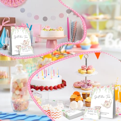 Spill The Tea Bridal Shower Game, Guess How Many Tea Bags In The Jar, Bachelorette Party Game & Activities 50 Cards And Sign, Perfect For Bridal Gatherings - size: teabags2