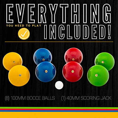 Franklin Sports Bocce Ball Set — 8 Wooden Bocce Balls and 1 Pallino — Beach, Backyard Lawn or Outdoor Party Game - Made in Italy