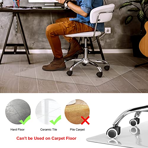 Kuyal Clear Chair Mat, Hard Floor Use, 48" x 32" Transparent Office Home Floor Protector mat Chairmats (48" x 32" Rectangle) - size: 48" x 32" Rectangle