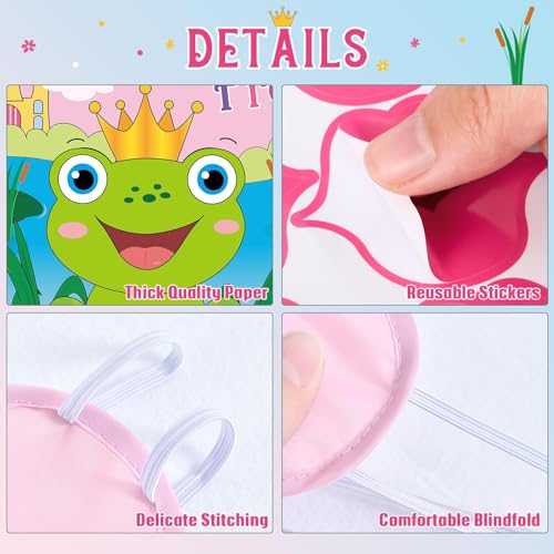 WERNNSAI Valentines Party Game - Pin The Kiss On The Frog Valentines Day Party Games Valentine Frog Pin Game for Classroom Family School Activities 21'' x 28" Poster with 24 PCS Stickers - style: Frog