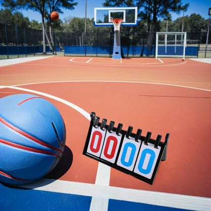 BESPORTBLE Portable Tabletop Sports Scoreboard 4-Digit Flip Score Keeper Thick Plastic Shell for Basketball Volleyball Tennis Baseball Games and Referee Use