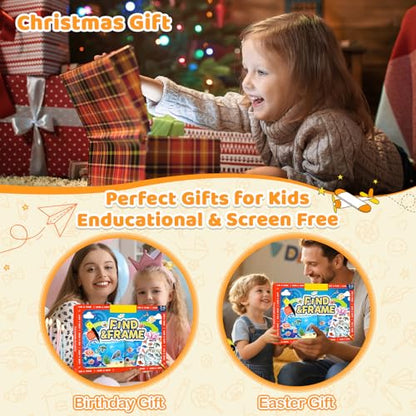 Search and Find Activity Books for Kids Ages 3-5, Toddler Toys Travel Game Busy Book for Car Airplane Road Trip, Preschool Learning Activities, Educational Seek Activity Christmas Birthday Gifts - color: Muiti