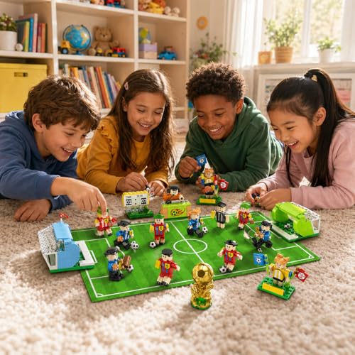 Parsin Soccer Building Blocks Toys Set, 2026 World Cup Theme 24-Pack Blind Box with Stadium, Figures & Keychains, 712 PCS Soccer Gifts for Fans, Individually Wrapped Party Favors