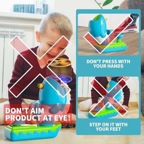 KukuFun 24-Pack Flying Disc Launcher Toys with Protective Glasses, Outdoor Outside Game Gifts for Kids Boys Ages 3-5 4-8, Fun Active Disc Launcher Set for Toddlers Girls Ages 3 4 5 6 7 8