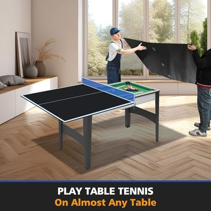 IUNNDS Table Tennis Table Topper for Billiard Table, 6FT Foldable Ping Pong Table Top for Pool Table, Table Tennis Conversion Top w/Net