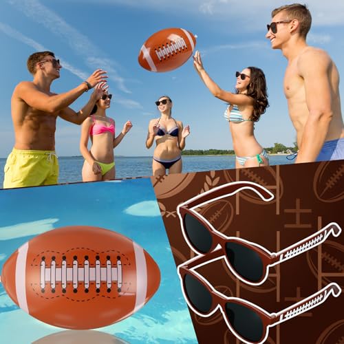 48 Pcs Football Party Decoration Favors Inflatable Football 12 Inch with Glasses Goodie Bag Fillers Party Gifts Sport Themed Beach Balls for Team Game Day Birthday Decorations - style: Football