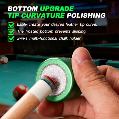 TAOM Upgrade Pool Chalk Holder Round Shaped Practical Tool Billiards Accessories Magnetic Mini Chalk Tip Case Container Round Box Billiards,Cue Tip Tool Scuffer Shaper - color: 2-Single Chalk holder-Green