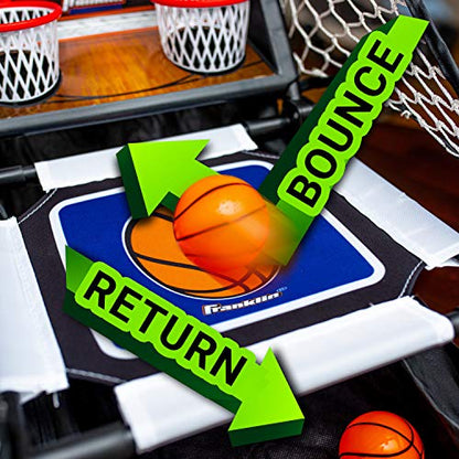 Franklin Sports Anywhere Basketball Arcade Game - Table Top Basketball Arcade Shootout- Indoor Electronic Basketball Game - style: Electronic Basketball Bounce-A-Bucket - Basketball - Black