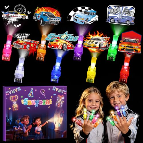 36 Pack Race Car Party Favors LED Finger Lights, Lightning Racing Inspired Birthday Party Goodie Bag Stuffers, Classroom Treasure Box Rewards, Party Supplies for Boys & Girls - style: Race Car