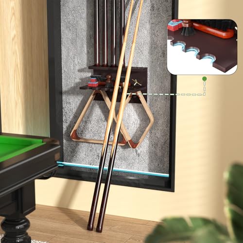 Wall Mount Pool Stick Holder, Bamboo Billiards Cue wall Rack for 6 Cues and Pool Table Accessories Storage Equipment Organizer, Dark Brown