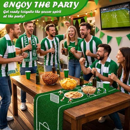 Soccer Party Decorations Table Runner - 13 x 72 Inch Artificial Grass Soccer Field Turf Runner, 1 Pack Green Soccer Table Decorations for 2026 Soccer Birthday, Game Day Watch Party Decor