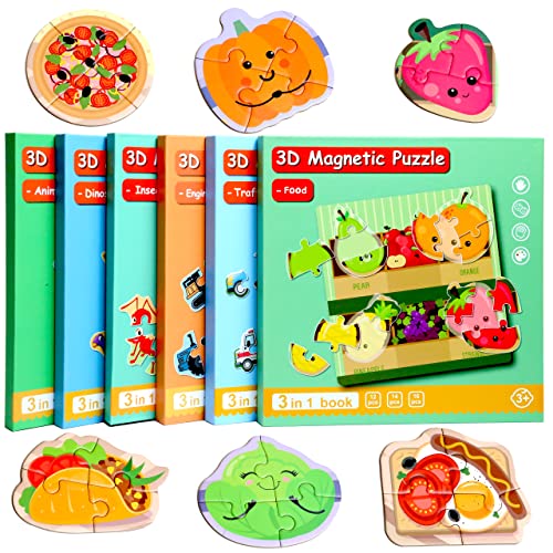 Magnetic Food Puzzles for Toddlers, Travel Toys for Kids 3-5 | toddler restaurant toys for Boys & Girls Learning Magnet Gift for Road Trip Activities Toy - style: Food