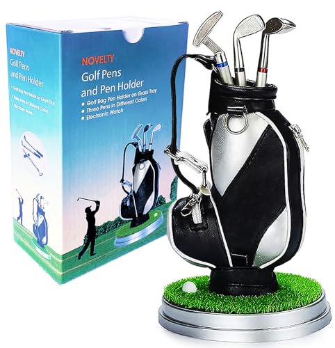 Golf Gifts for Men - Ideal Stocking Stuffers for Adults, White Elephant Gifts for Golfers, Dad, Him, Coworkers, Boss on Christmas & Birthday - Funny Golf Pen Holder, Home Office Decor Desk Accessories - style: Golf Bag