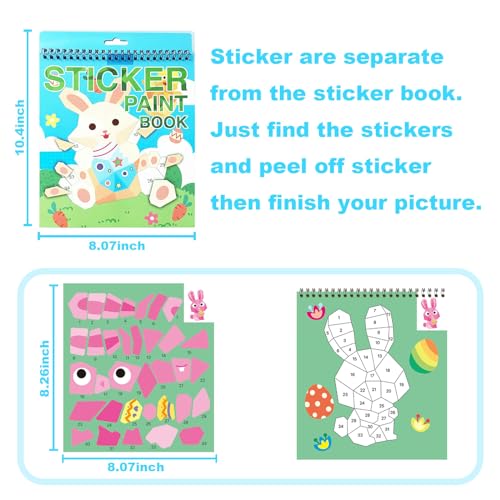 AEAHALY Easter Sticker Book Crafts for Kids Ages 4-8 Reusable Sticker Paint Books Basket Stuffer Gift Party Favors Include Bunny Egg Carrot Chick Gnome and More Designs Create Festival Atmosphere - style: Easter Stickers