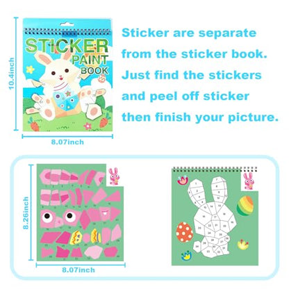 AEAHALY Easter Sticker Book Crafts for Kids Ages 4-8 Reusable Sticker Paint Books Basket Stuffer Gift Party Favors Include Bunny Egg Carrot Chick Gnome and More Designs Create Festival Atmosphere - style: Easter Stickers