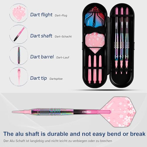 CyeeLife Soft Tip Darts Set - Professional Darts Plastic Tip Sets with Brass Barrel + 6 Shaft + 6 Standard Flights + Portable Case for Electronic Dartboard