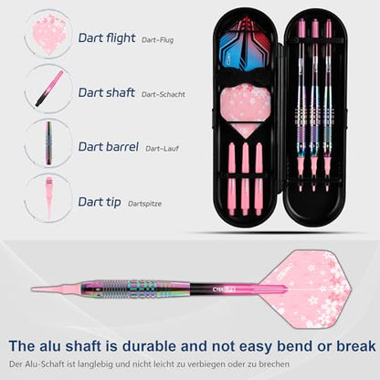 CyeeLife Soft Tip Darts Set - Professional Darts Plastic Tip Sets with Brass Barrel + 6 Shaft + 6 Standard Flights + Portable Case for Electronic Dartboard