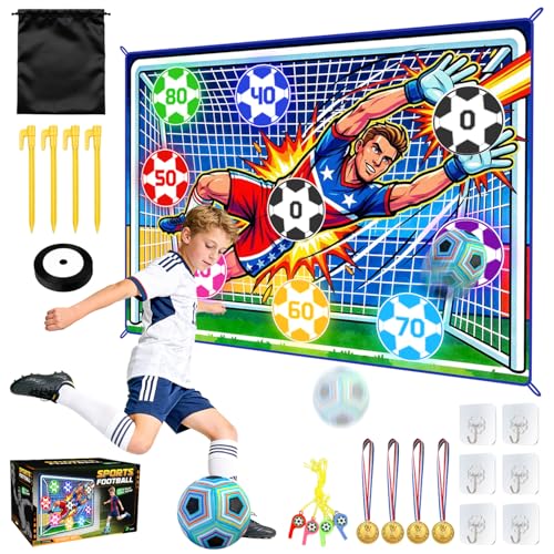 Soccer Ball Game Set for Kids Sticky Flannel Target with 2 Balls, Indoor Outdoor Backyard Shooting Toss Game, Sticky Soccer Ball Game Sports Toys Gift for Boys Girls 3-5 6-8 8-12 Year Old