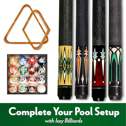 Pool Stick Set of 4. 2-Piece Cue Sticks Made from Hardwood Canadian Maple Wood in 4 Billiards Accessories