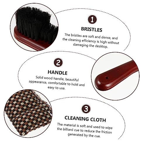 Billiard Table Cleaning Brush Set Pool Table Rail Brush Sturdy Bristles Portable for Home and Professional Use