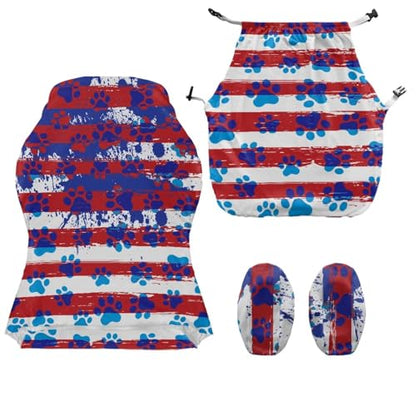 American Flag Paw Print Computer Chair Cover Universal Fit Office Armchair Covers Stretchable with 2Pcs Armrest Slipcover Spandex Rotating Gaming Chair Covers Protector with Long Zipper - color: American Flag Paw Print