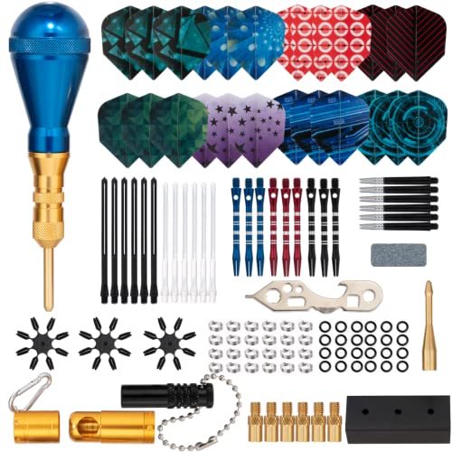 Deluxe Darts Tune up Kit Box | Flights, Sharpener, Shafts, O-Rings, Flight Savers, Accessories (10447-Deluxe) - color: 10447-Deluxe