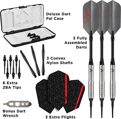 Viper V-Factor 90% Tungsten Soft Tip Dart Set with Case - style: Partial Shark Fin (20 Grams)