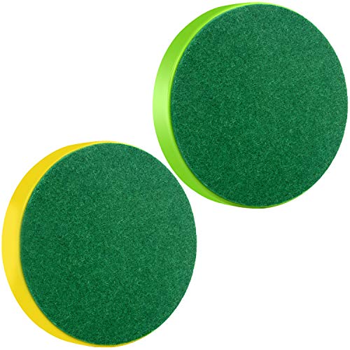 ONE250 Air Hockey Pushers and Red Air Hockey Pucks, Goal Handles Paddles Replacement Accessories for Game Tables (4 Striker, 4 Puck Pack) - color: Green & Yellow