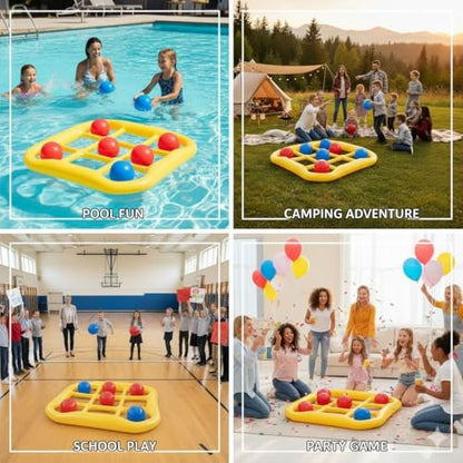 Jumbo Pool Tic Tac Toe Game Floating Outdoor 10 Balls Inflatable Tic Tac Toe Pool Game Adults and Family for Kids Ages Toys