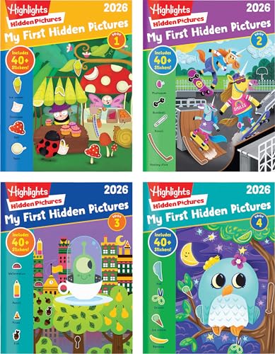 Highlights My First Hidden Pictures 2026 Activity Books for Kids Ages 3-6, 4-Book Set of Travel-Friendly Screen Free Seek and Find Fun with Stickers