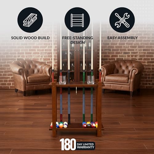 Hathaway Classic Floor Billiard Pool Cue Rack - color: Antique Walnut