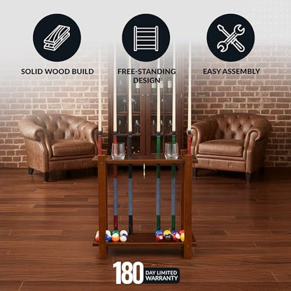 Hathaway Classic Floor Billiard Pool Cue Rack - color: Antique Walnut