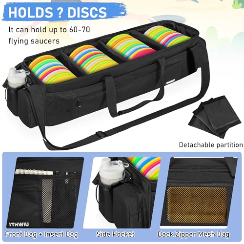 Disc Golf Storage Bag Durable Large Capacity with Dividers and Multi Side Pockets, Black - style: 34.5 X 10.2 X 10.2 Inch