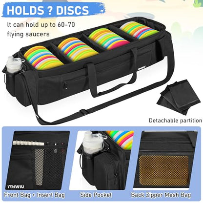 Disc Golf Storage Bag Durable Large Capacity with Dividers and Multi Side Pockets, Black - style: 34.5 X 10.2 X 10.2 Inch