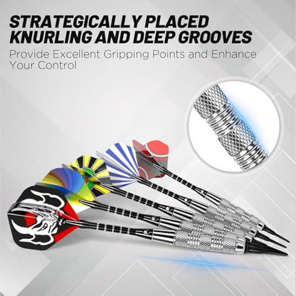 Darts Plastic Tip - 15 Pack Soft Tip Darts Set for Electronic Dartboard - 18 Grams Soft Darts Set with 100 Extra Dart Tips, Aluminum Shafts, Dart Flights, Flight Protectors and Rubber O-Rings