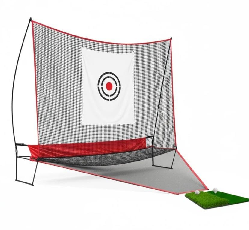 Professional Golf Practice Net - 10x8FT Large Backyard Hitting Net & Automatic Ball Return Design for Outdoor Driving Range Adults Training