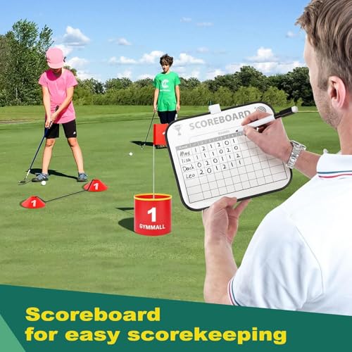 Golf Yard Bucket Games, 6 Holes Bucket Backyard Golf Game Set with LED Light and Flags for Adults & Kids Indoor Outdoor, Golf Practice Gift for Backyard, Park, Beach and Lawn - size: 6 Buckets