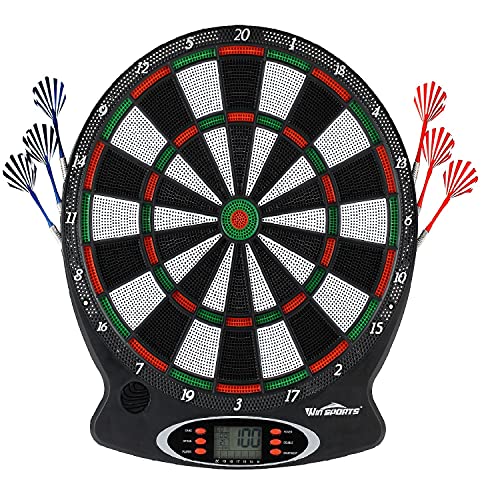 Win SPORTS Electronic Dartboard Soft Tips Set,Regulation Size for Friendly Match,Automatic Scoring with Easy Operate Interface, Segment Separator Web for Fewer Bounce Out (17"x15")