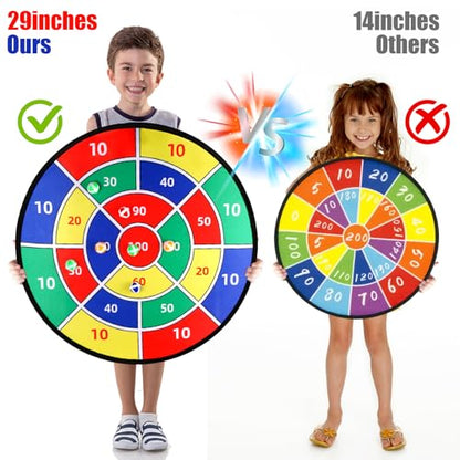 Toys Gifts for Kids Boys Daughter Son Birthday 29" Large Dart Board for Kids, Double-Sided Kids Dart Board with Sticky Balls, Indoor Sports & Outdoors Fun Party Play Games Toys
