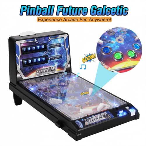 Kids Tabletop Pinball Machine, Arcade Alley Games Electronic Pinball Game with Lights & Sounds, Fun Ball Shooting for Family Indoor Playroom