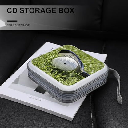 Golf Ball CD Case 40 Capacity DVD Case Holder Hard Plastic DVD Disc Storage Binder for Car Portable Zipper Disc Storage Organizer Wallet Bag for Home Travel