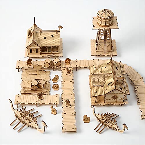 3D Wooden Puzzles Viking Port Invasion Model Kits, Brainteaser and Puzzle for Christmas/Birthday,Gifts for Adults and Teens to Build Combination - style: Viking
