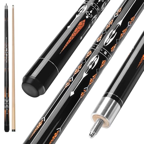Pool Cue, 58" Billiard Cue Stick 2-Piece Maple Wood Pool Cue Stick 18 19 20 21oz for Bar House Pool Table Sports - color: Orange 18oz