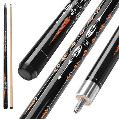 Pool Cue, 58" Billiard Cue Stick 2-Piece Maple Wood Pool Cue Stick 18 19 20 21oz for Bar House Pool Table Sports - color: Orange 18oz
