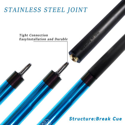 100% Carbon Fiber Shaft Billiard Cue 58" 19-21oz 1/2 Joint Carbon Fiber Pool Cue Stick 12.9mm Cue Tip - color: Blue