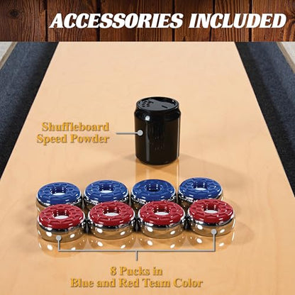Barrington 9ft Shuffleboard Table with Scratch-Resistant Playfield and 8 Puck Set - size: 9 Ft. Monteray