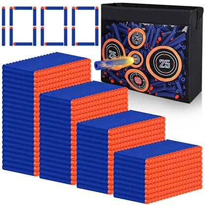 Pokiiulk 1000PCS Bullets Refill Darts Fit for Nerf N-Strike Elite Series Bulk Bullets Compatible for Nerf Party with Portable Shooting Practice Target Mesh Bag - color: 1000 DARTS & TARGET