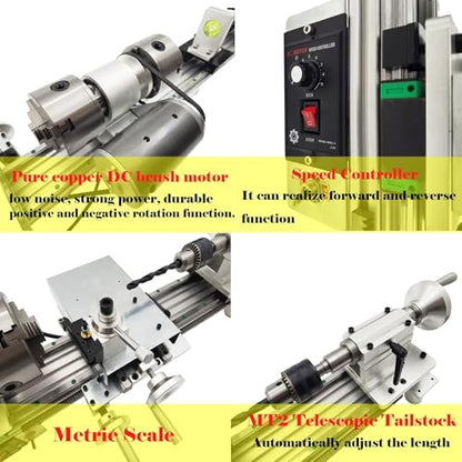 110V Billiard Cue Repair Machine, Pool Cue Lathe Repair Machine Double Track Multi-Function Snooker Cue Fixing Kit 0-2500rpm for Hall/Home/Club 450W