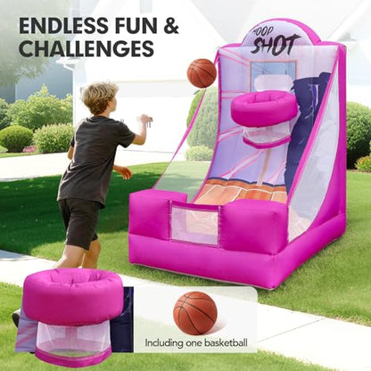Inflatable Basketball Hoop Carnival Game with Built-in Blower – Portable Sports Game for Backyard Party, School Carnival & Family Fun Event - style: Basketball Hoop