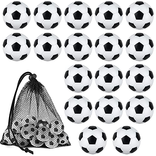 Coopay 18 Pieces 32mm Foosball Balls Table Multicolor Football Soccer Replacement Balls for Official Tabletop Game with a Black Drawstring Bag - color: black/ white pentagon